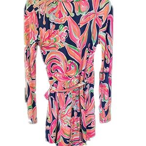 Lilly Pulitzer Karlie Floral Wrap Long Sleeve Romper Size XS